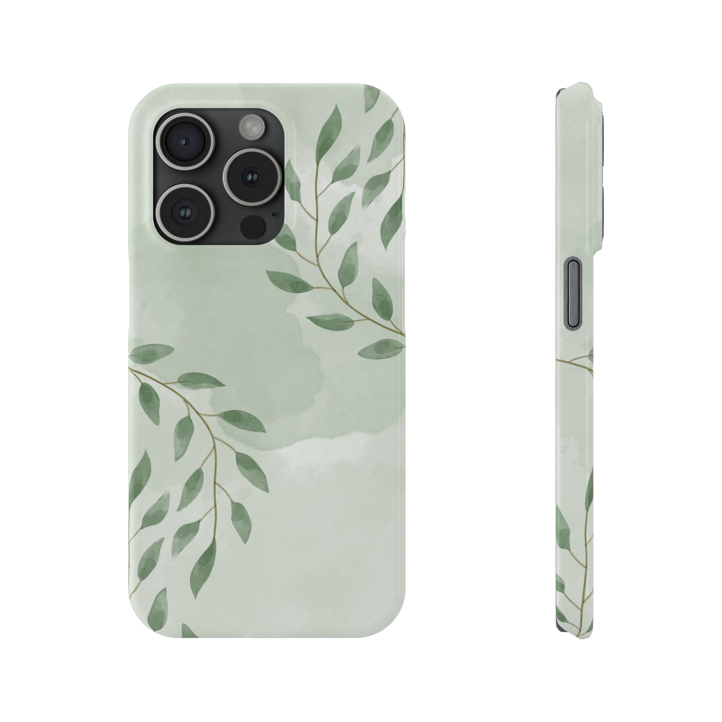 Green Leaf Design Slim Phone Cases