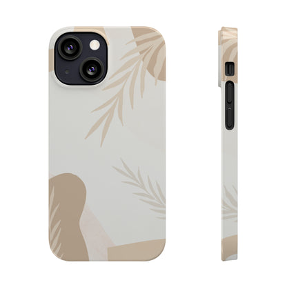 Peach Leaf Brown Design Slim Phone Cases
