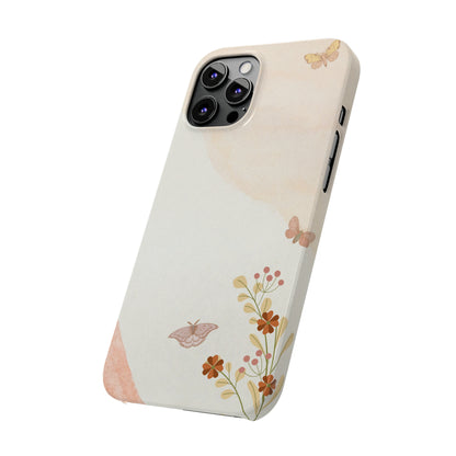 Butterfly Flower Peach Slim Phone Cases