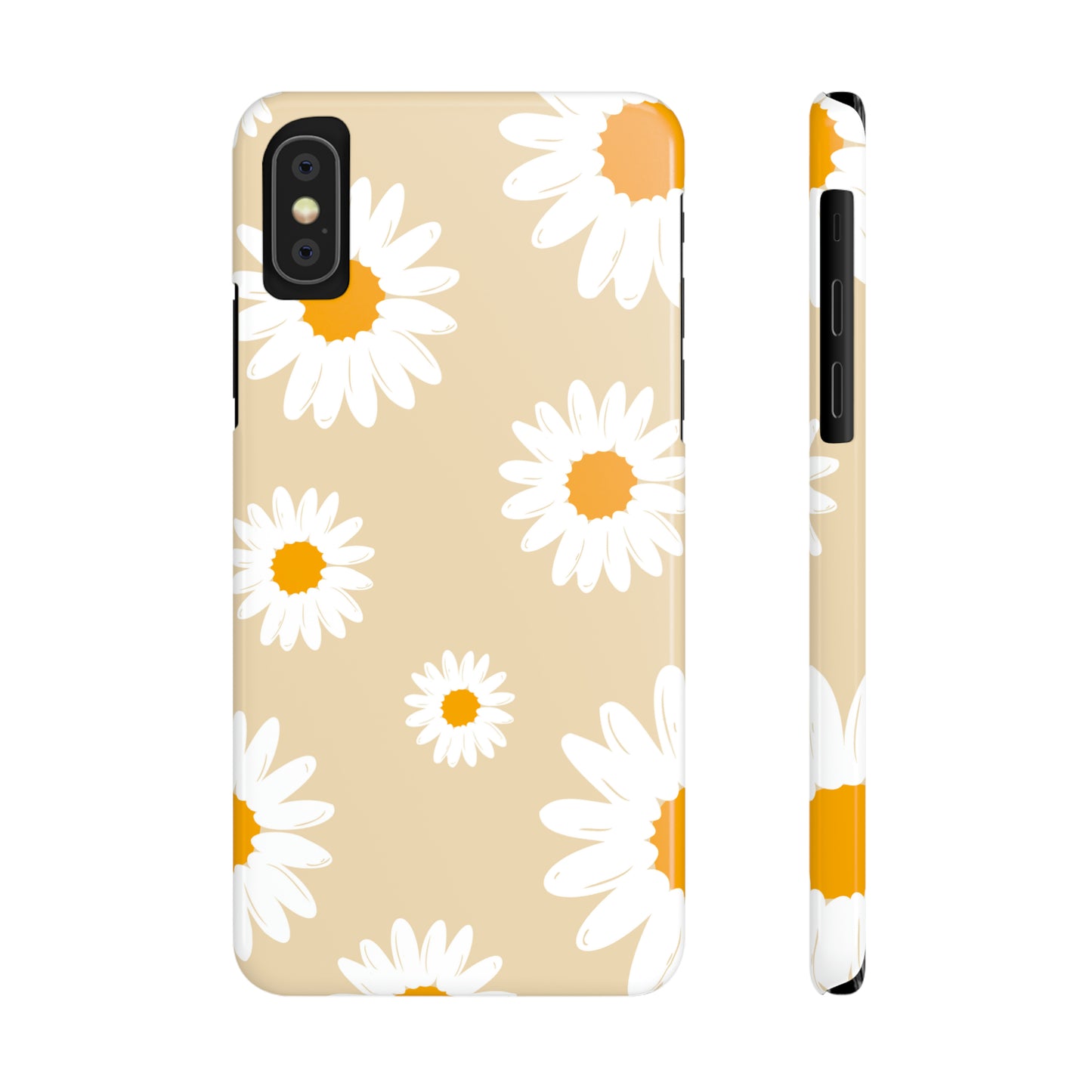 Flower White Orange Slim Phone Cases