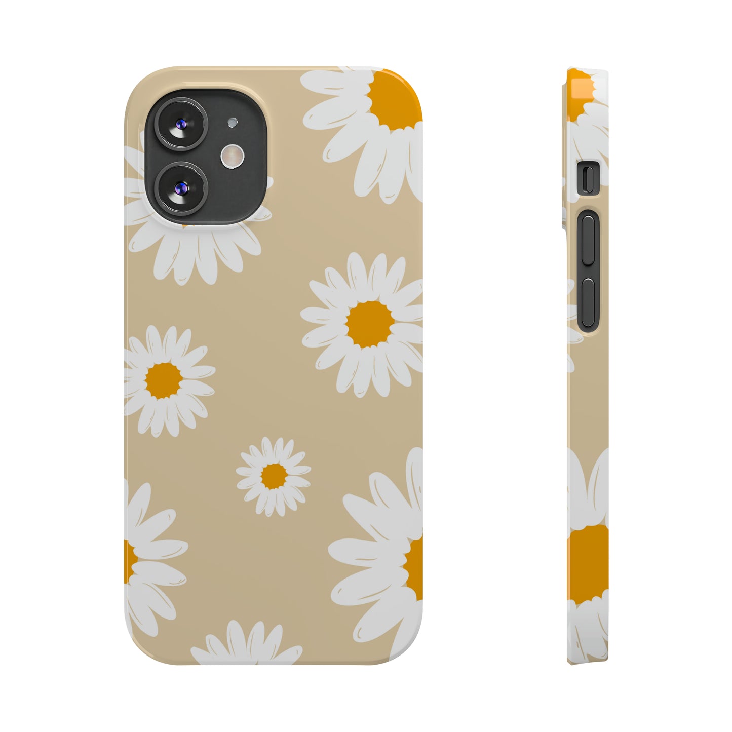 Flower White Orange Slim Phone Cases