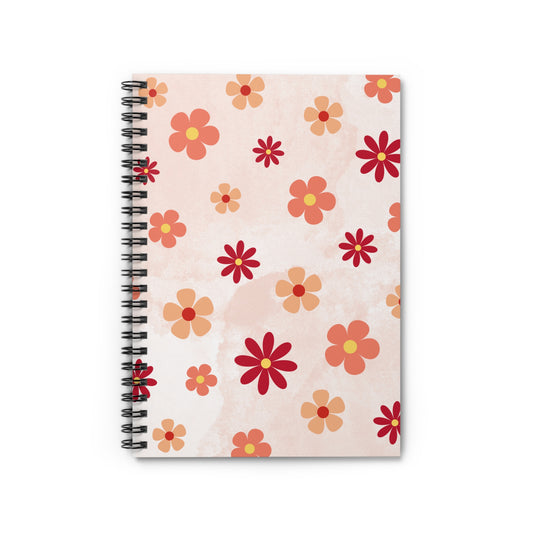 Flower Red Peach Spiral Notebook
