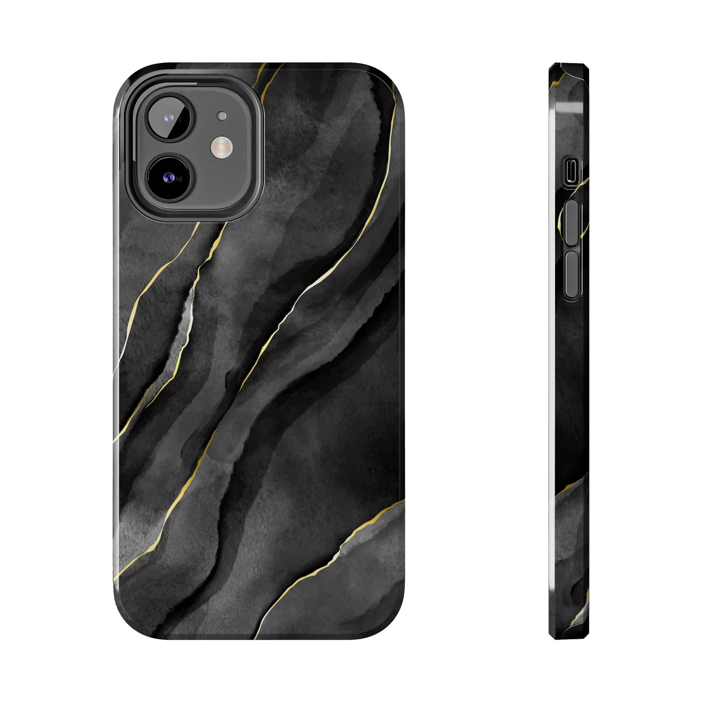 Black Gold Marble Tough Phone Cases