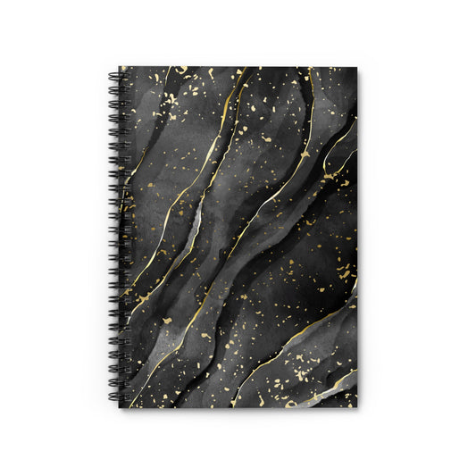 Black Gold Line Spark Spiral Notebook