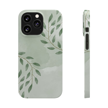 Green Leaf Design Slim Phone Cases