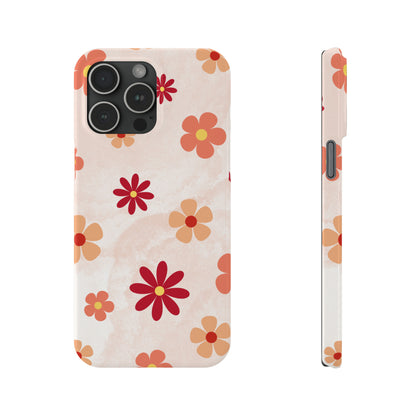 Flower Red Peach Slim Phone Cases